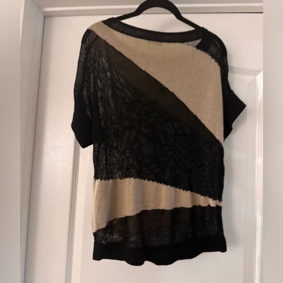 Cache black and cream knit top - Picture 3 of 3
